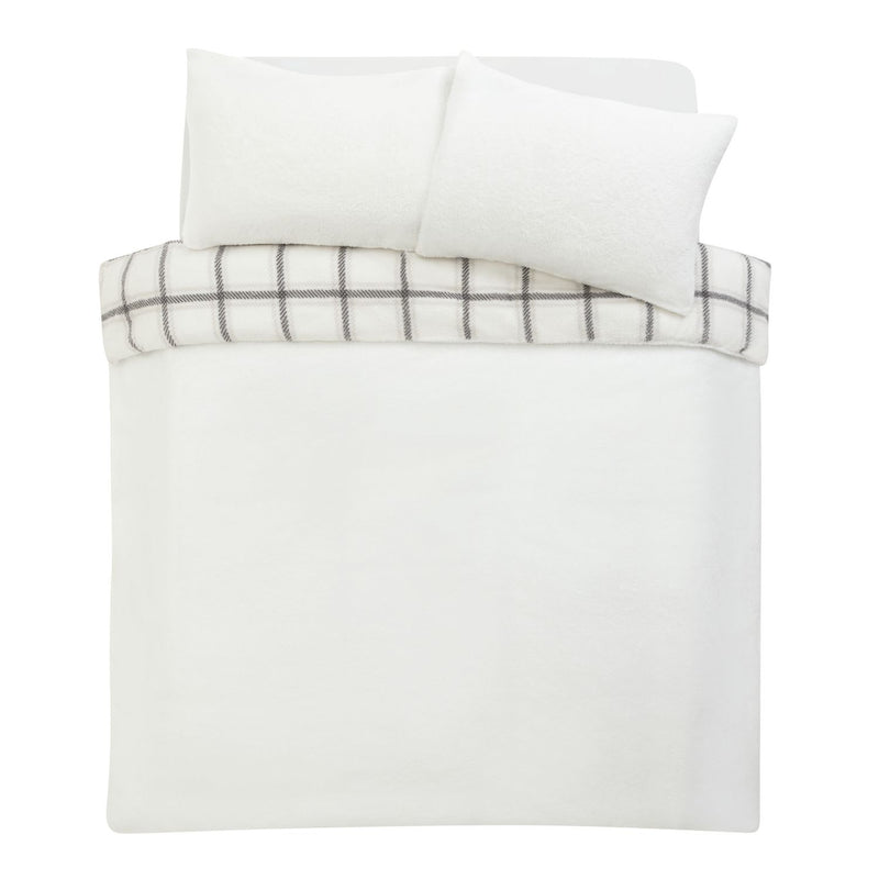 Argos Home Checked Grid Fleece Cream Bedding Set Double - British product