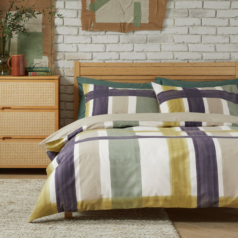 Habitat cotton printed check bedding set single, UK version