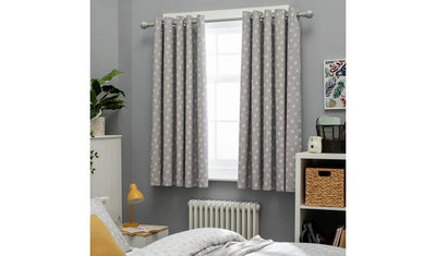 Argos Habitat Kids Star Blackout Eyelet Curtain Grey Kids Curtains 168cm x 137cm- Buy online at McGrocer