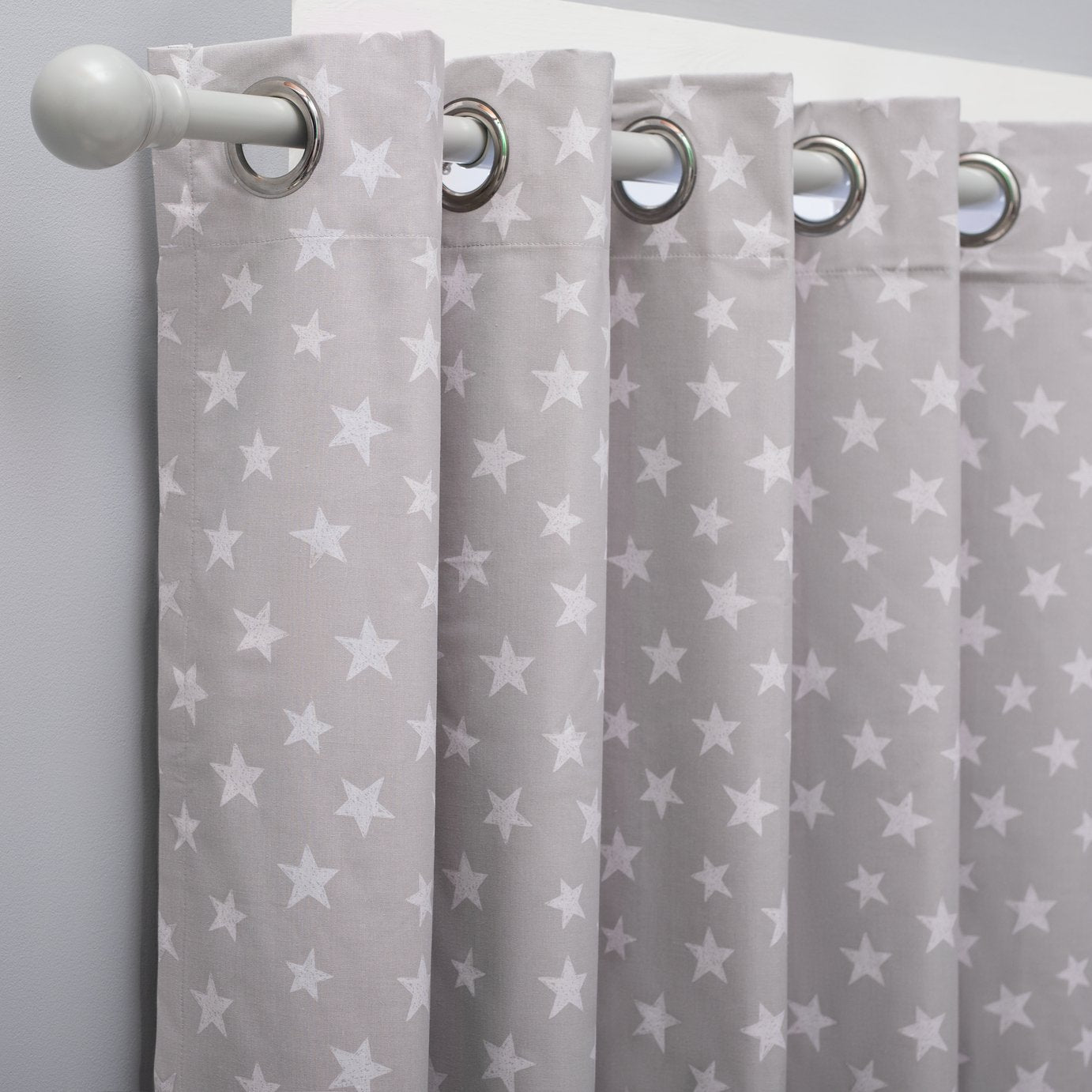 Habitat kids star blackout eyelet curtain grey 168cm x 137cm, UK version
