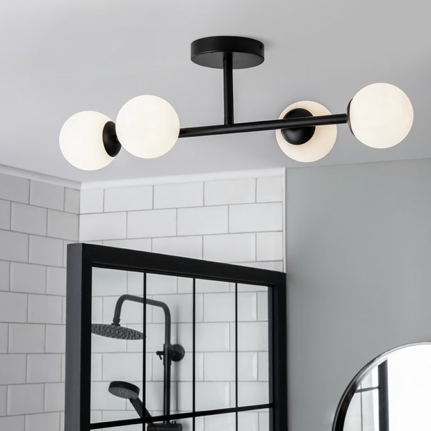 Habitat black bathroom flush ceiling light, UK version