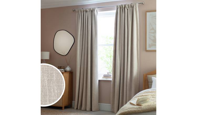 Habitat Blackout Pencil Pleat Curtains Oatmeal 117x137cm, UK version