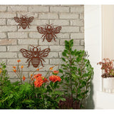 Set of three metal bee garden wall art, UK version