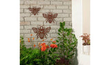 Set of three metal bee garden wall art, UK version