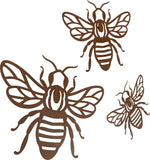 Set of three metal bee garden wall art, UK version