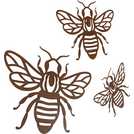 Set of three metal bee garden wall art, UK version