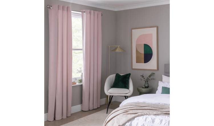 Habitat blush pink eyelet velvet curtains 117x137cm, UK version