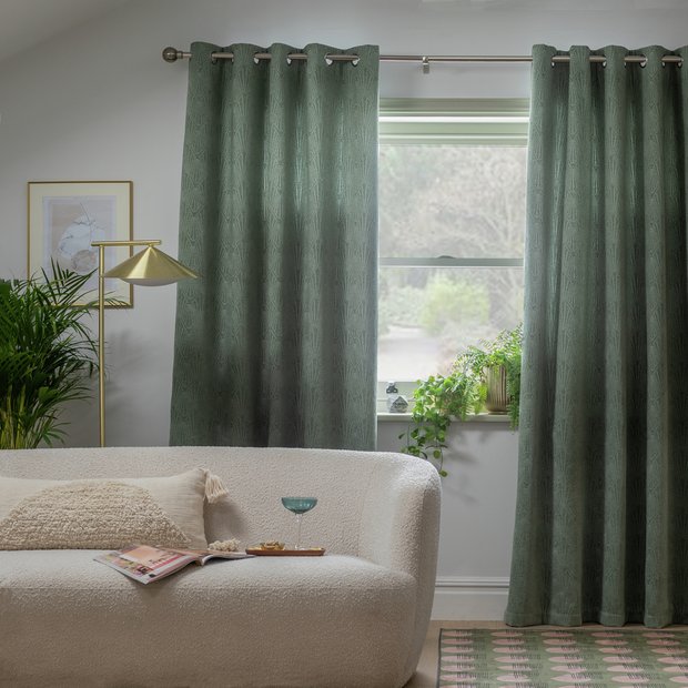 Habitat Thermal Eyelet Curtains Green 168x229cm, UK version