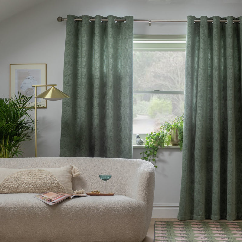 Habitat Thermal Eyelet Curtains Green 168x229cm, UK version