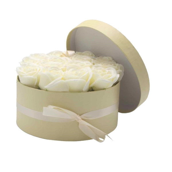 Merci Boutique 14 cream rose soap bouquet gift box, imported from the UK