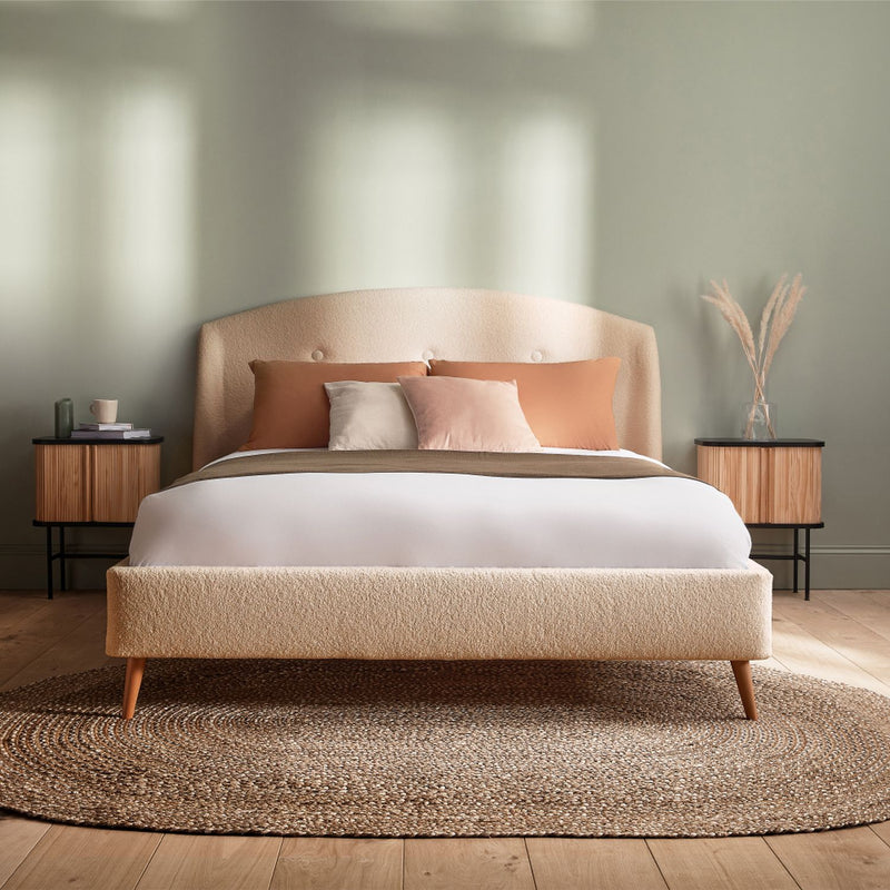 Silentnight Evana Kingsize Boucle Bed Frame in Ivory (British brand)