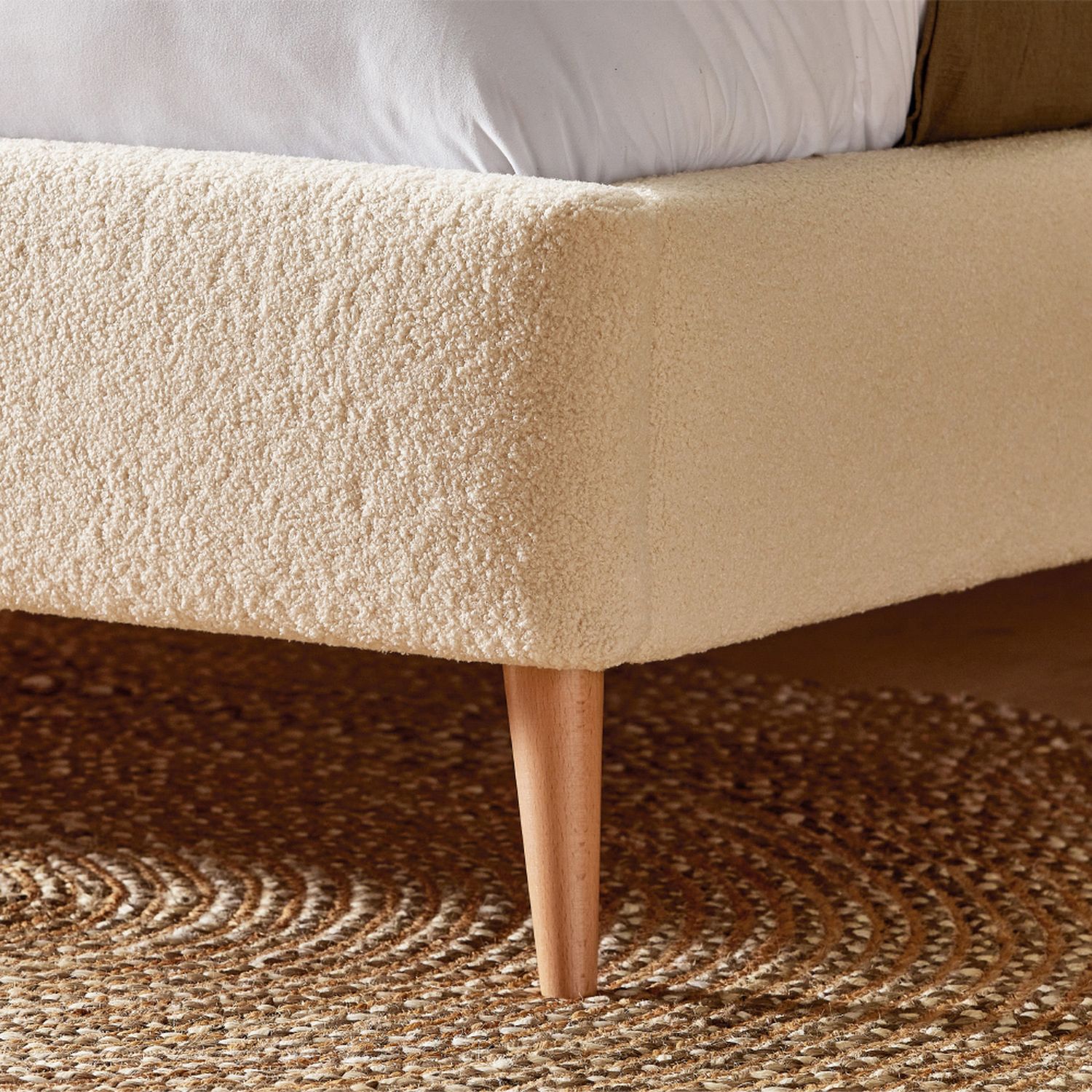 Silentnight Evana Kingsize Boucle Bed Frame in Ivory (British brand)