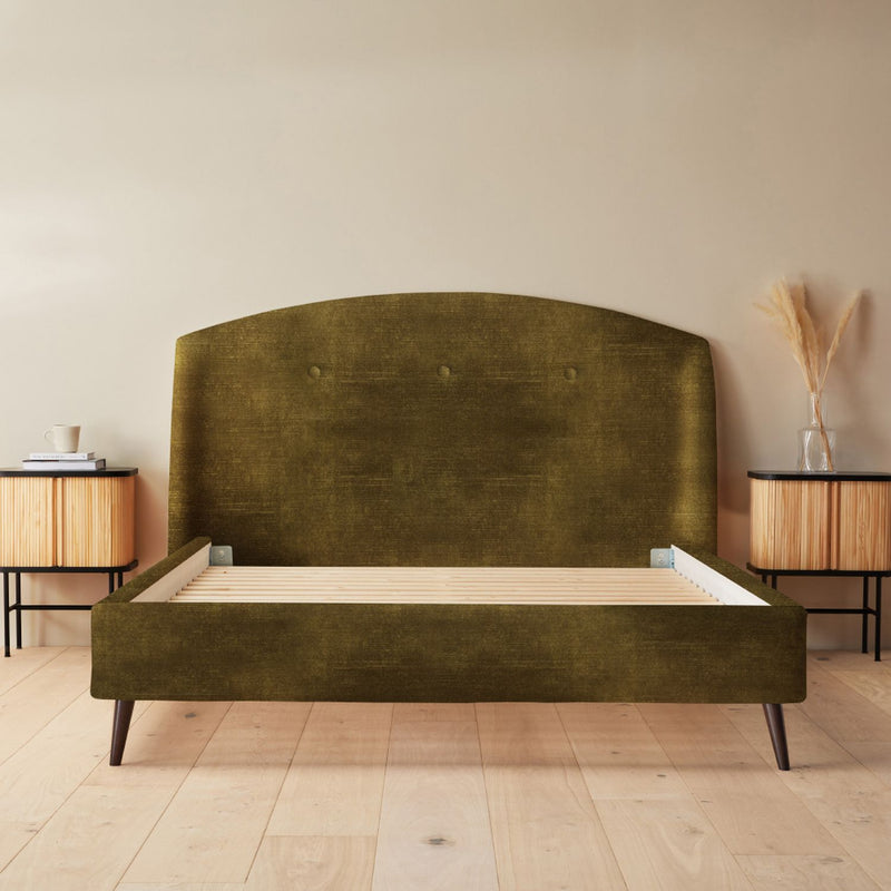 Silentnight Evana Kingsize Velvet Bed Frame in Olive (British brand)