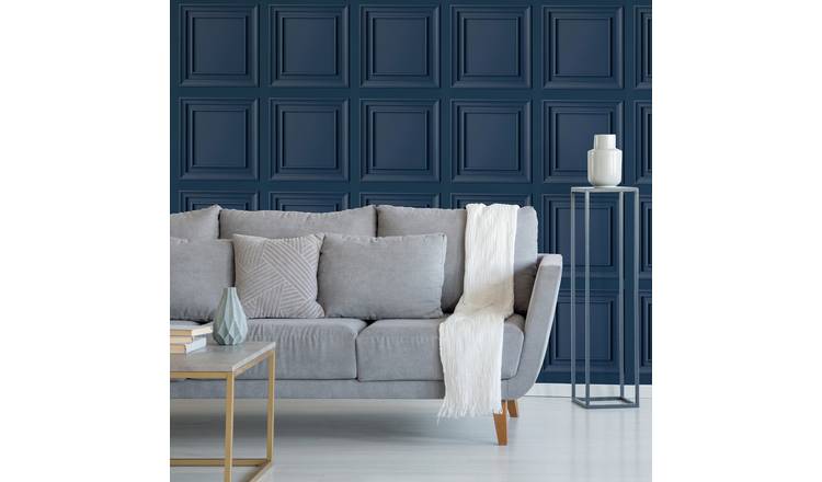 Fresco Wood Panel Blueberry Wallpaper 52cm x 10m roll - British product