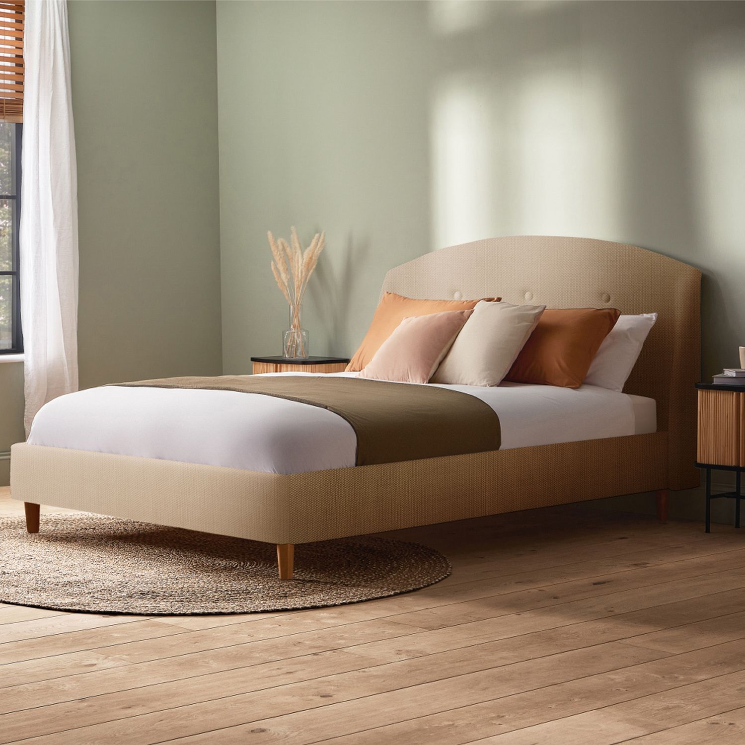 Silentnight Evana Kingsize Fabric Bed Frame in Beige (British brand)
