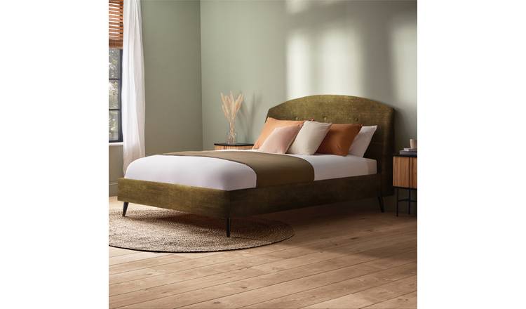 Silentnight double velvet bed frame in olive (British brand)