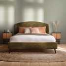 Silentnight double velvet bed frame in olive (British brand)
