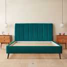 Silentnight Octavia Superking velvet bed frame in teal (British brand)