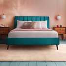 Silentnight Octavia Superking velvet bed frame in teal (British brand)