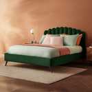 Silentnight Oriana double velvet bed frame in green (British brand)