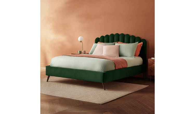 Silentnight Oriana double velvet bed frame in green (British brand)