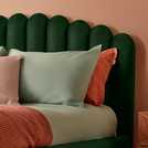 Silentnight Oriana double velvet bed frame in green (British brand)