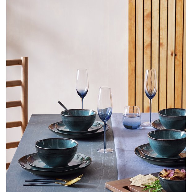 Habitat stoneware dinner set navy 12 piece - British product