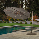 SunVilla 11ft (3.3m) Solar LED Round Cantilever Umbrella with Base in Grey GOODS Costco UK