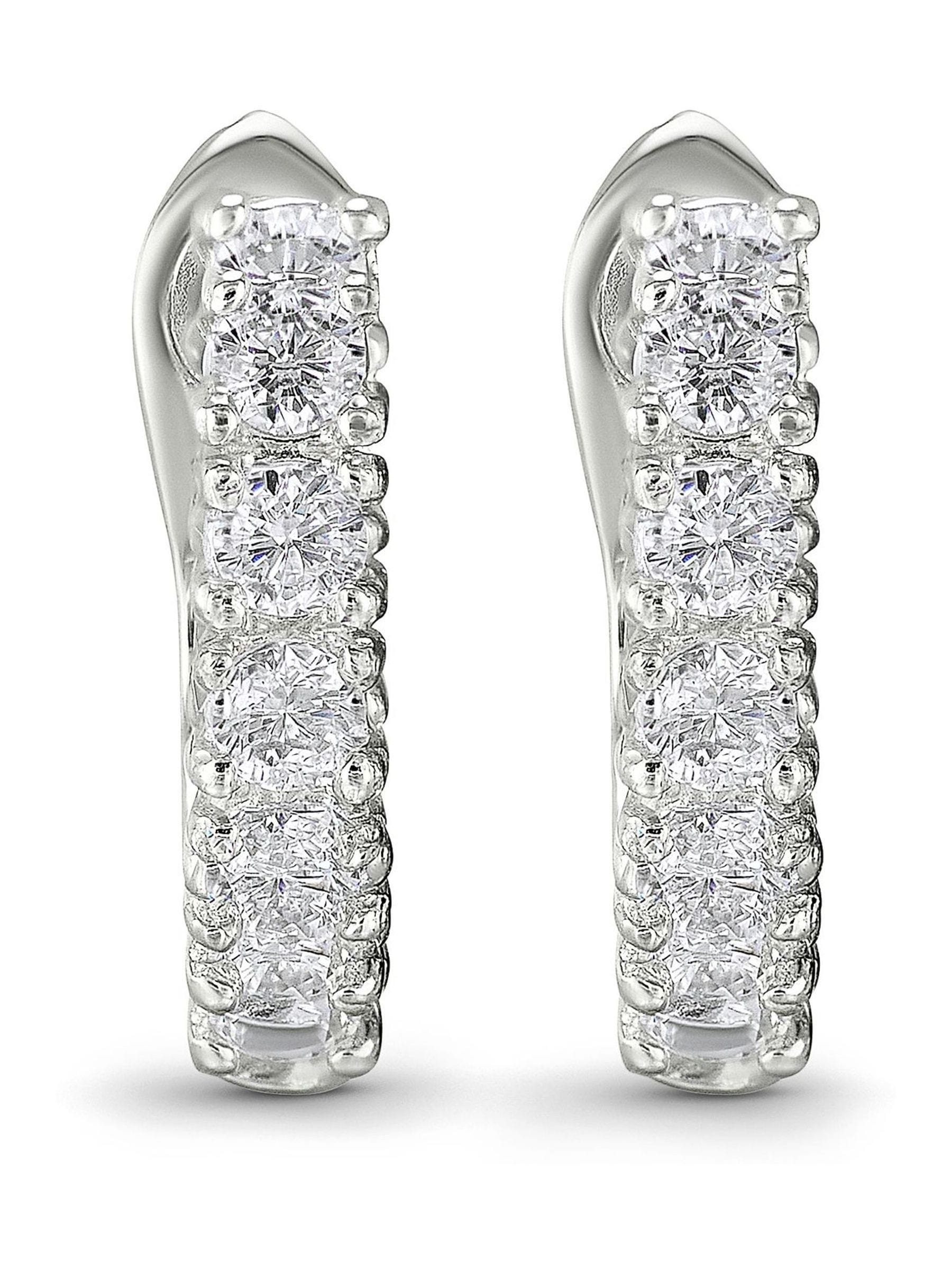 Silver cubic zirconia huggie earrings 10mm (British brand)