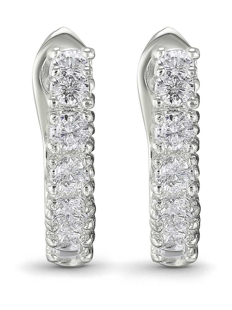 Silver cubic zirconia huggie earrings 10mm (British brand)