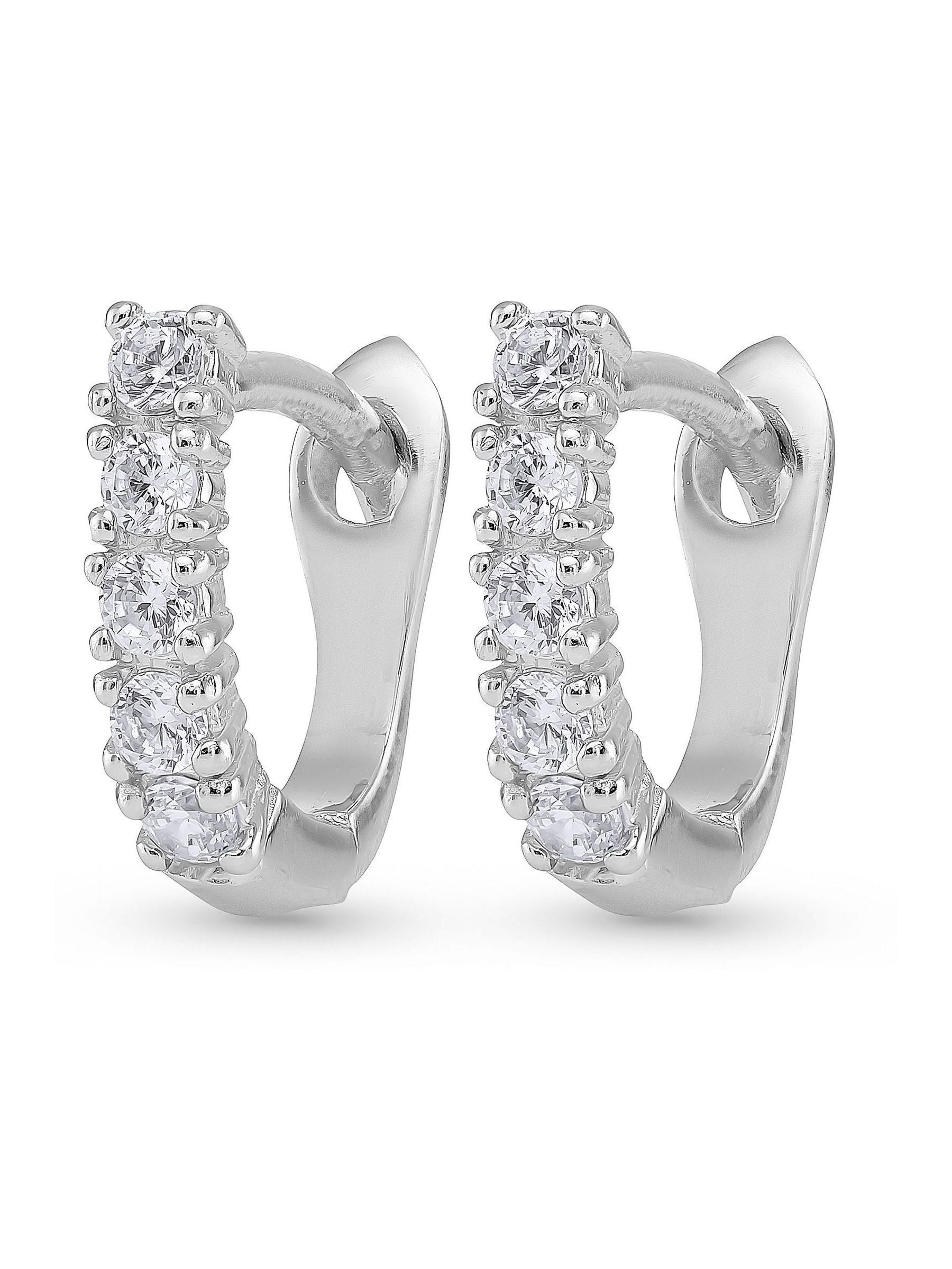Silver cubic zirconia huggie earrings 10mm (British brand)