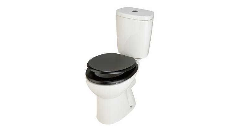 Argos Home wooden toilet seat in black, imported from the UK