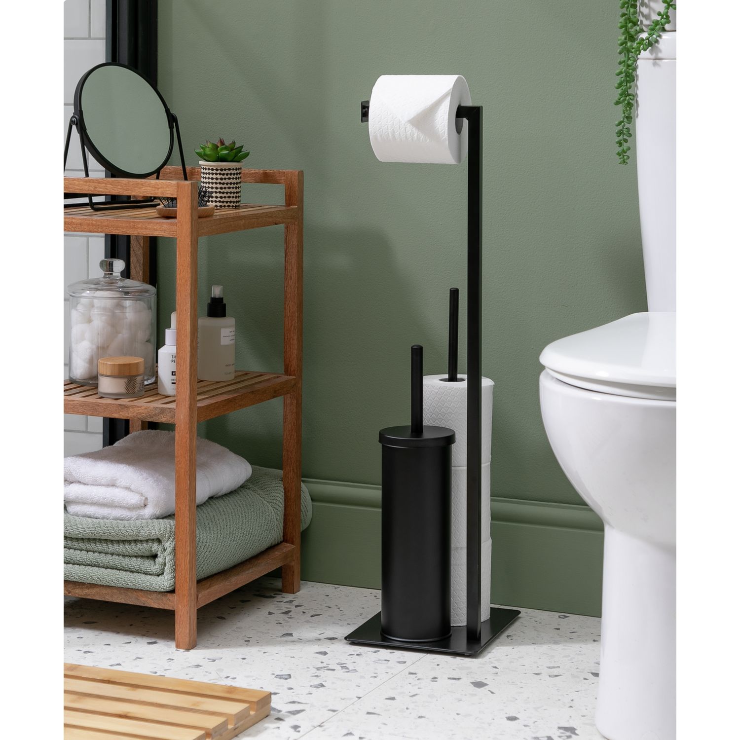 Argos Home 3-in-1 Toilet Roll Holder - Black