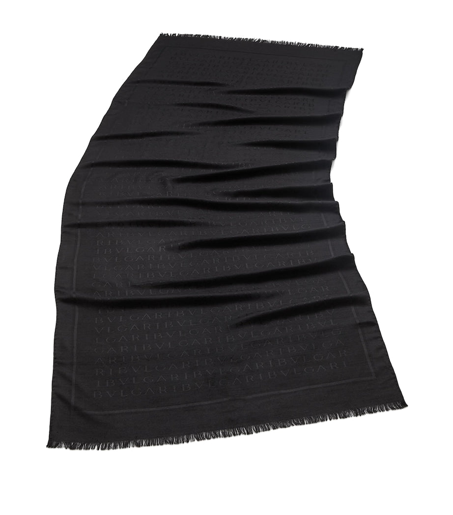 Bvlgari Logomania Lettere Maxi print silk and wool scarf 70x180cm - British product