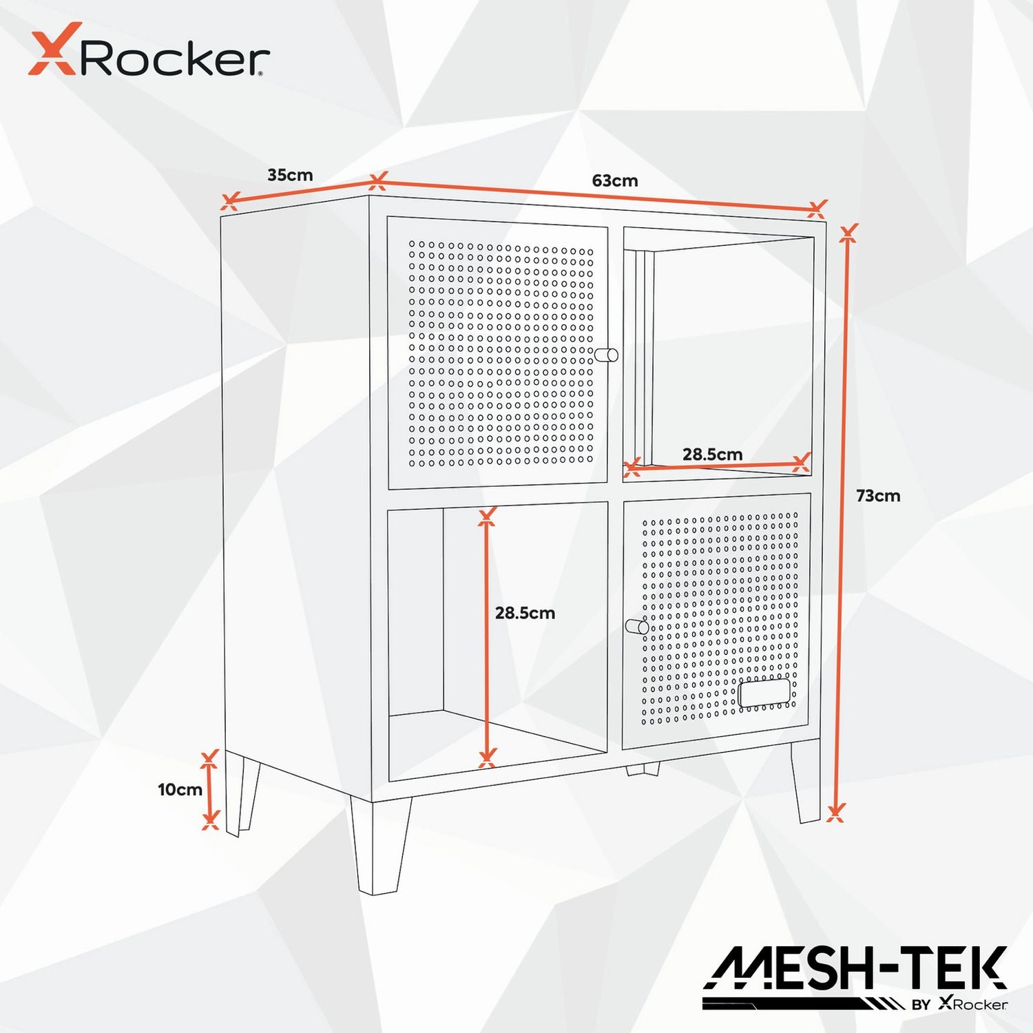 X Rocker Mesh-Tek 4 cube storage unit Red and Black (British brand)