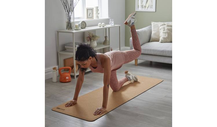 Pro Fitness cork TPE yoga mat with carry strap 5mm (British brand)