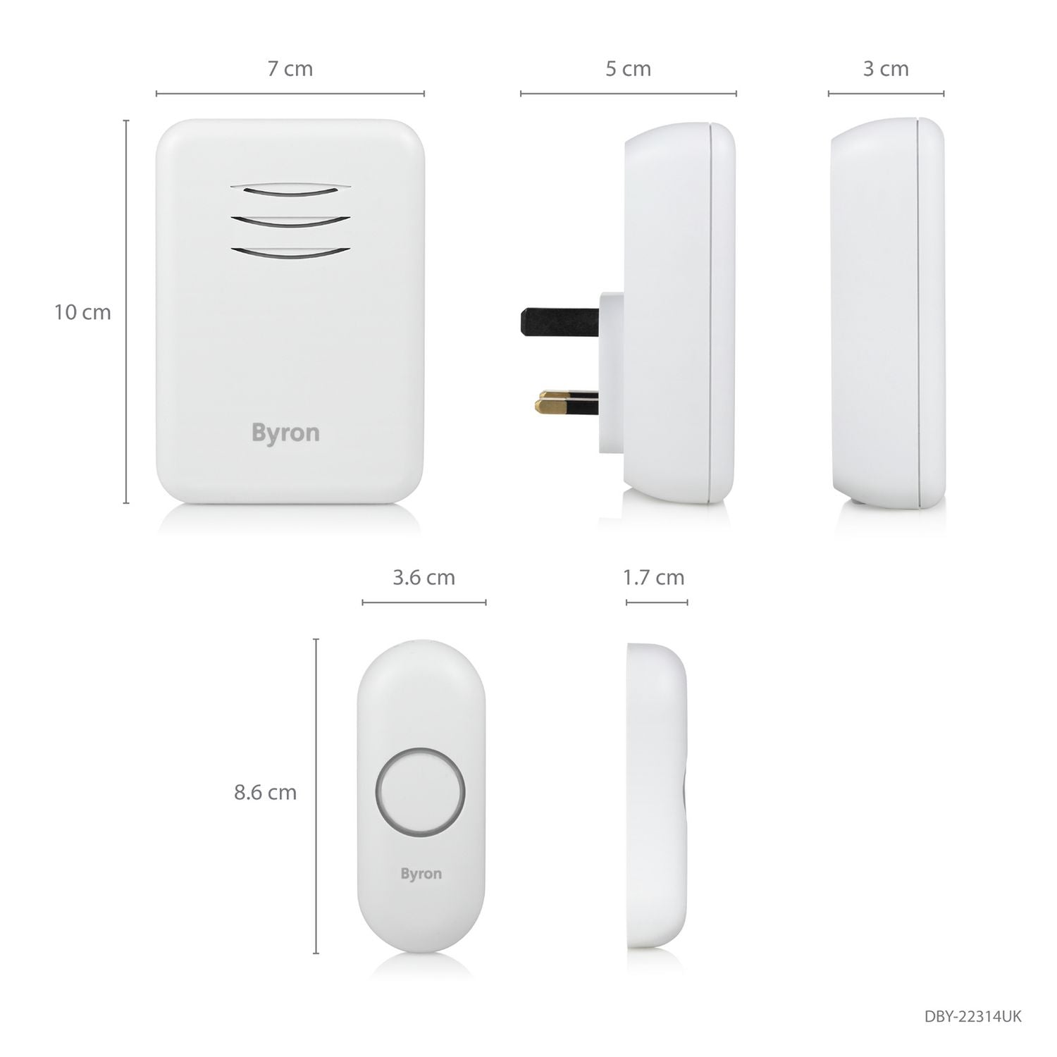 Byron wireless doorbell 150m range pack of 2 - British product