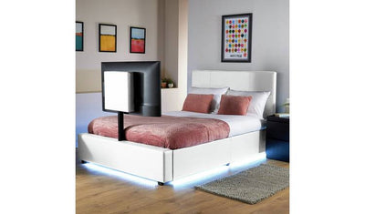 Argos XR Living Ava Liten Dobbel TV LED Sengeramme i Hvit- Kjøp online hos McGrocer