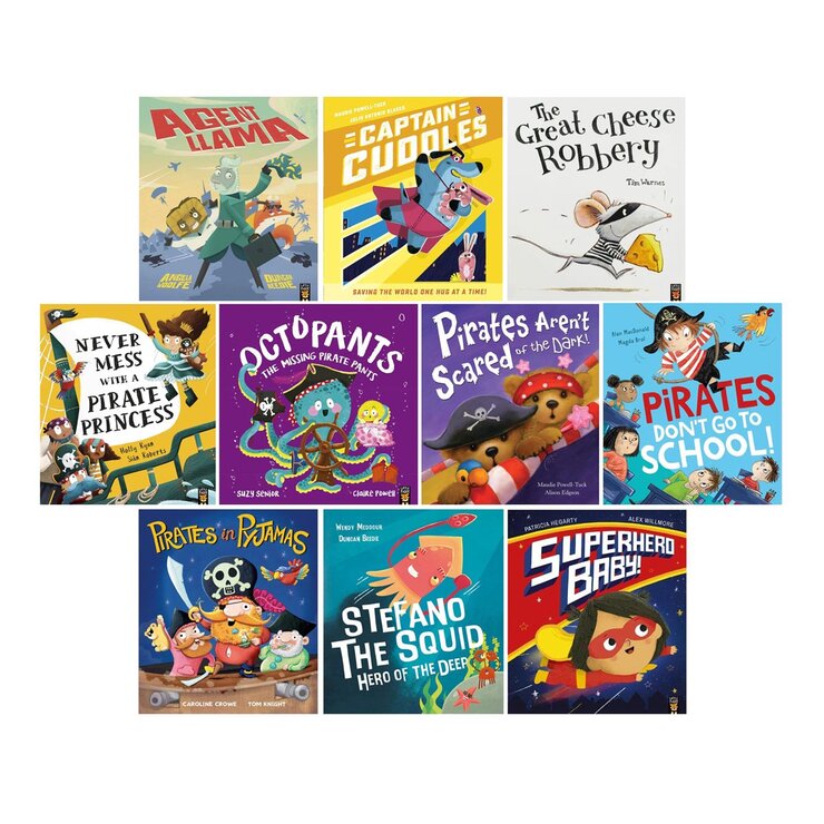 10-book set Magic Pets or Pirates Superheroes (British brand)