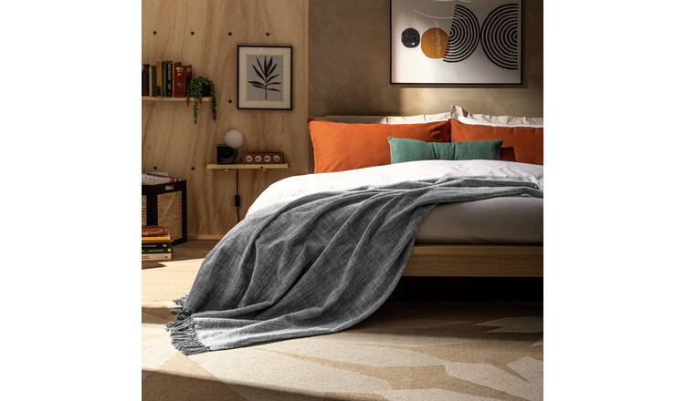 Habitat grey woven throw 150x200cm (British brand)