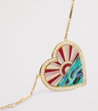 Jacquie Aiche yellow gold diamond turquoise pearl heart necklace (British brand)