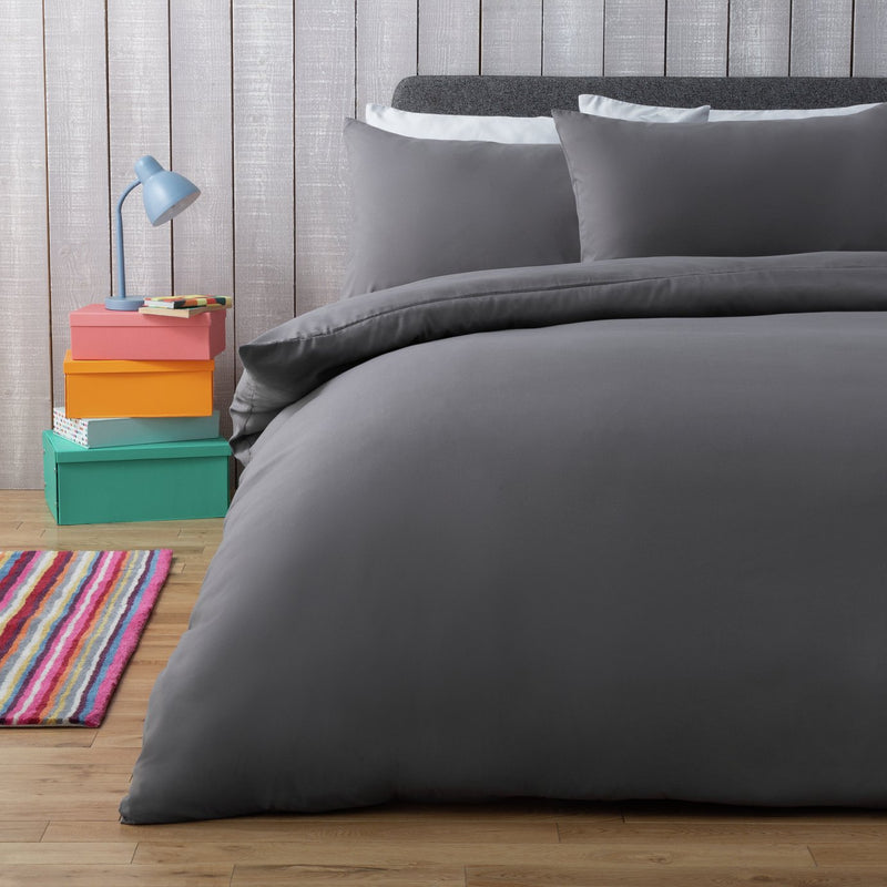 Silentnight Supersoft Plain Charcoal Duvet Set Kingsize (British brand)