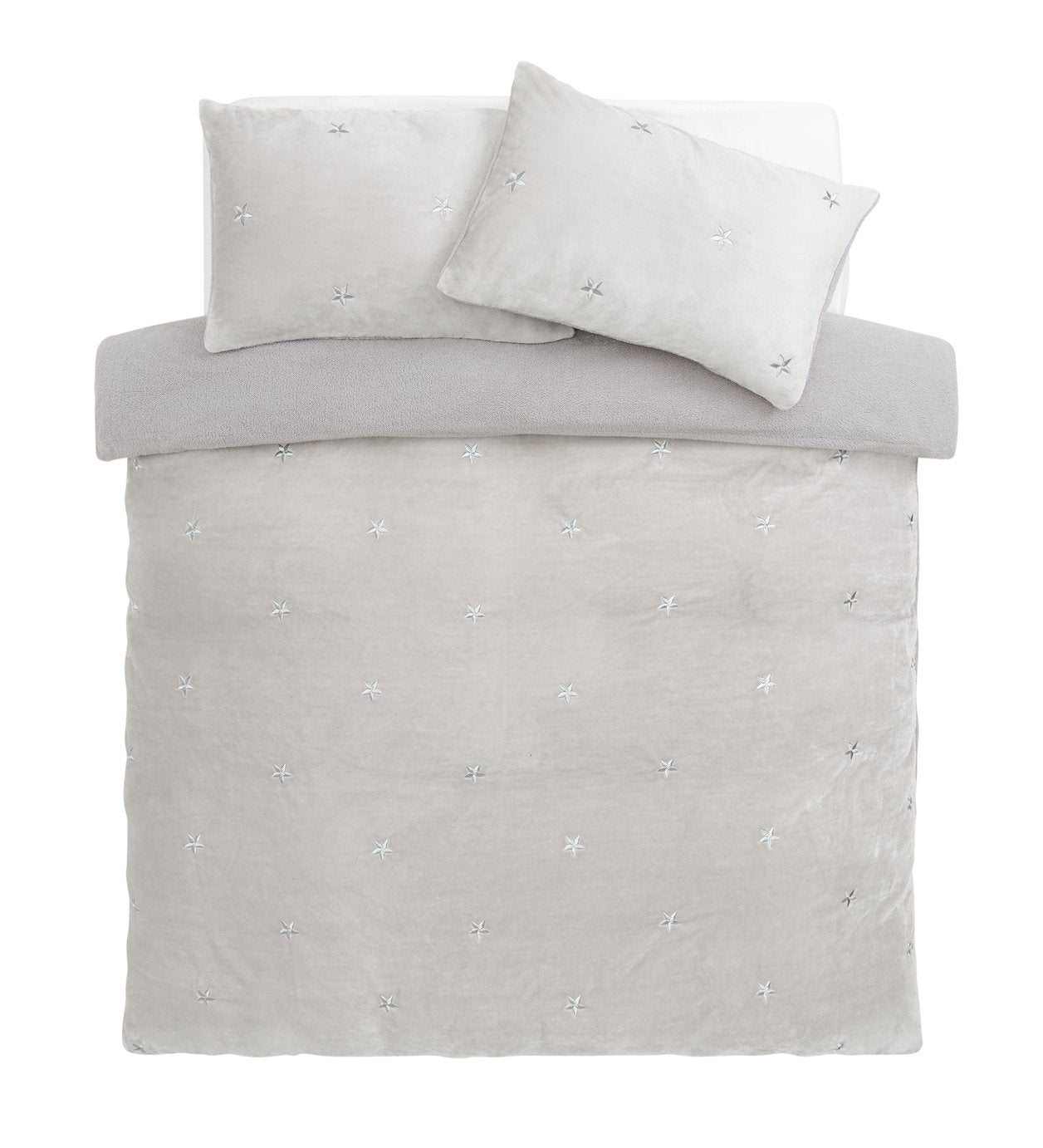 Argos Home star fleece bedding set grey king size - British product