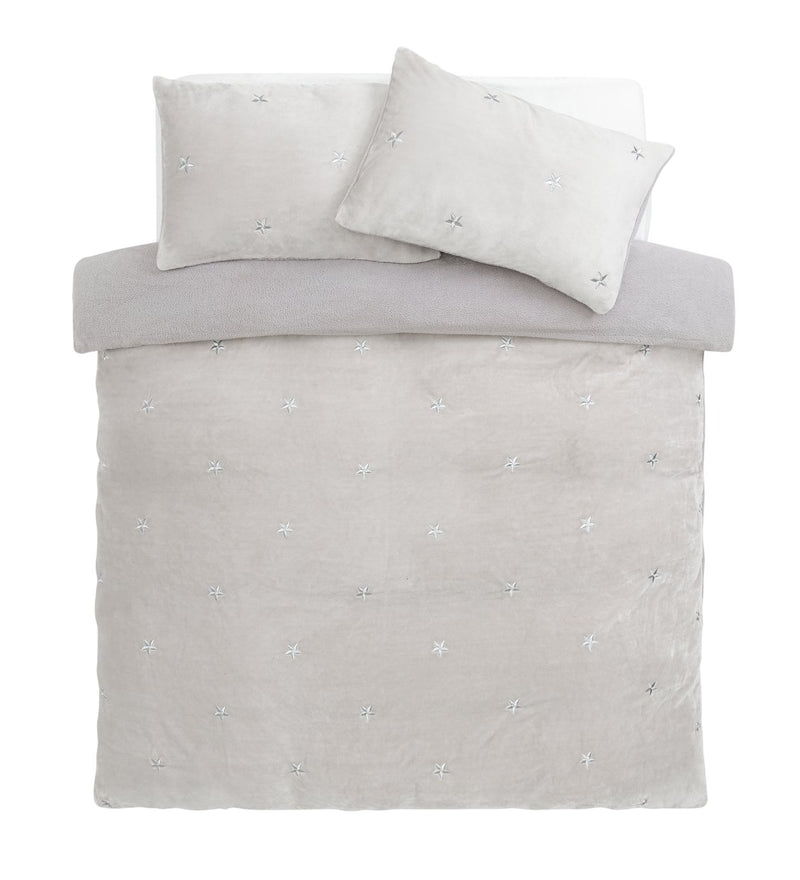 Argos Home star fleece bedding set grey king size - British product