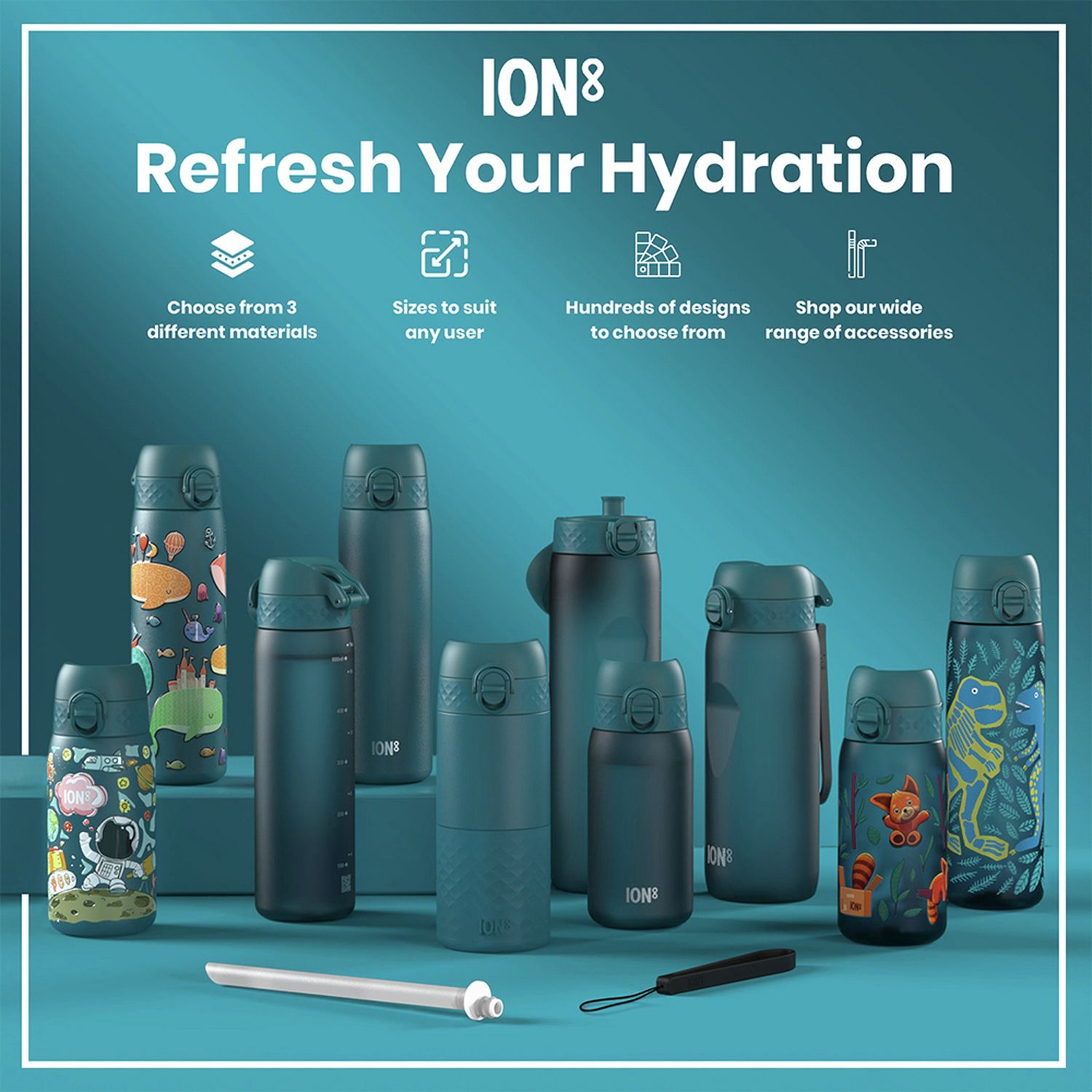Ion8 Space Blue water bottle 350ml, UK version