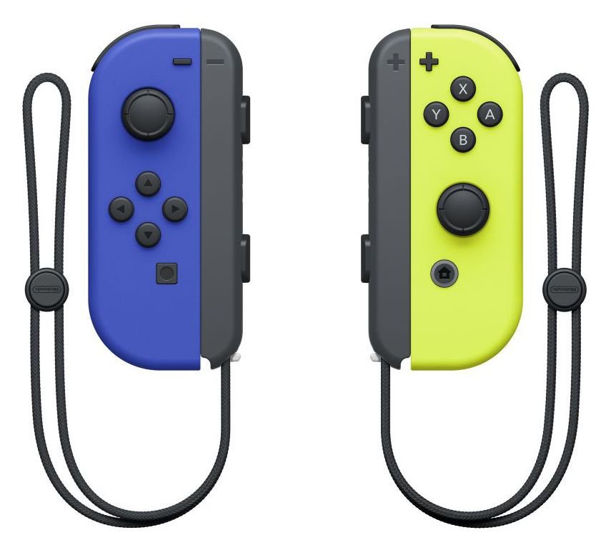 Nintendo Switch Joy-Con Controller Pair blue and neon yellow, imported from the UK