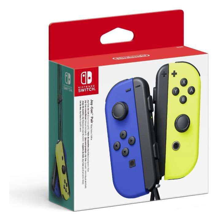 Nintendo Switch Joy-Con Controller Pair blue and neon yellow, imported from the UK