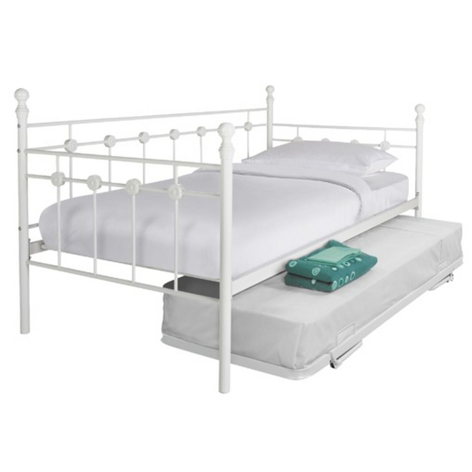 Argos Home Abigail metal daybed with trundle in white - British product