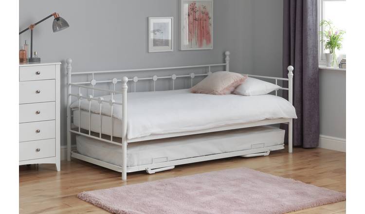 Argos Home Abigail metal daybed with trundle in white - British product