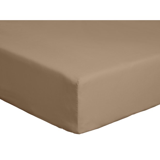 Habitat cotton rich taupe fitted sheet for double bed, UK version